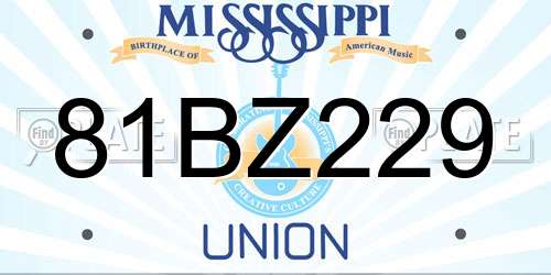 81BZ229 Mississippi License Plate