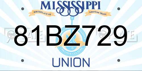 81BZ729 Mississippi License Plate
