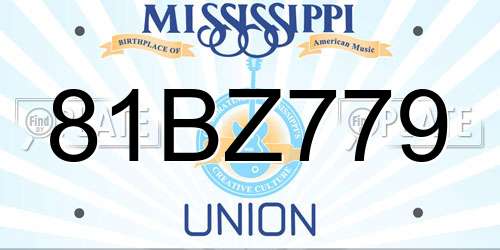 81BZ779 Mississippi License Plate