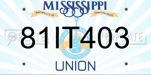 81IT403 Mississippi License Plate