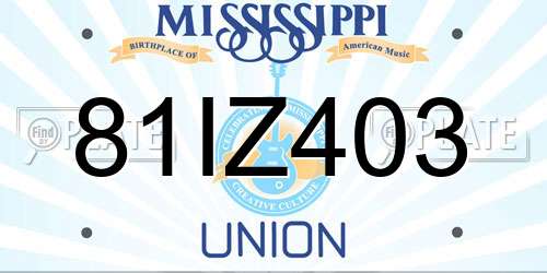 81IZ403 Mississippi License Plate