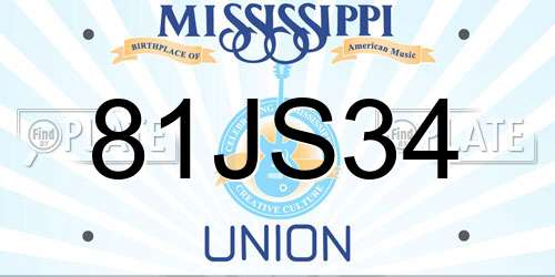 81JS34 Mississippi License Plate