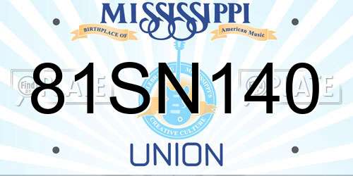 81SN140 Mississippi License Plate