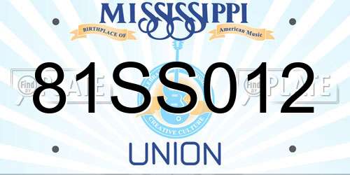 81SS012 Mississippi License Plate