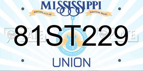 81ST229 Mississippi License Plate