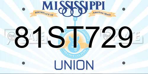 81ST729 Mississippi License Plate