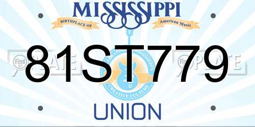 81ST779 Mississippi License Plate