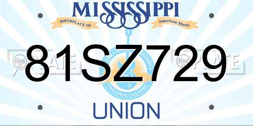 81SZ729 Mississippi License Plate