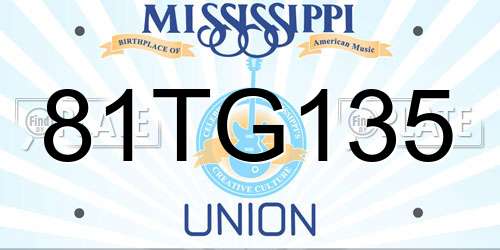 81TG135 Mississippi License Plate