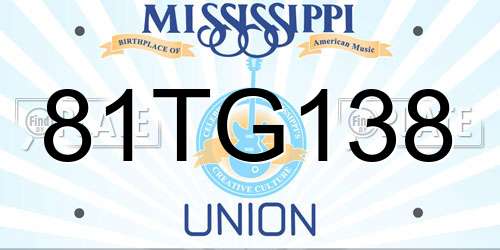 81TG138 Mississippi License Plate