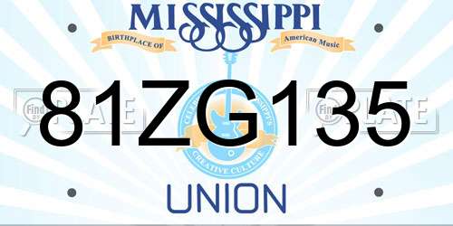 81ZG135 Mississippi License Plate