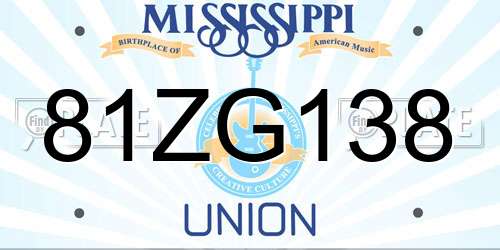 81ZG138 Mississippi License Plate