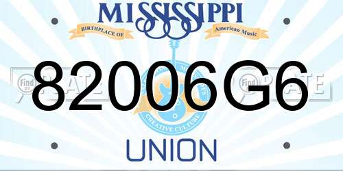 82006G6 Mississippi License Plate