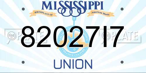 82027I7 Mississippi License Plate