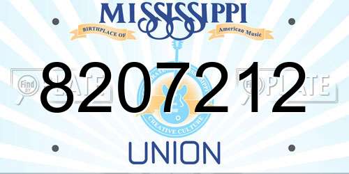 8207212 Mississippi License Plate