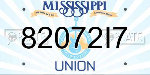 82072I7 Mississippi License Plate