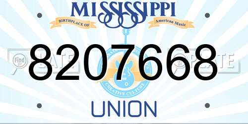 8207668 Mississippi License Plate