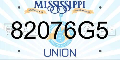 82076G5 Mississippi License Plate