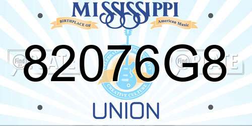 82076G8 Mississippi License Plate