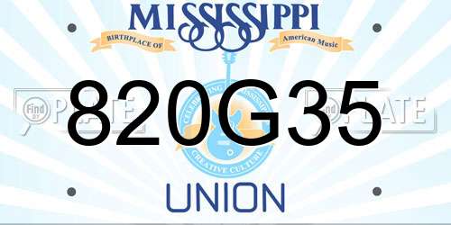 820G35 Mississippi License Plate