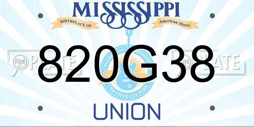 820G38 Mississippi License Plate