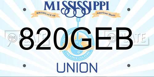 820GEB Mississippi License Plate