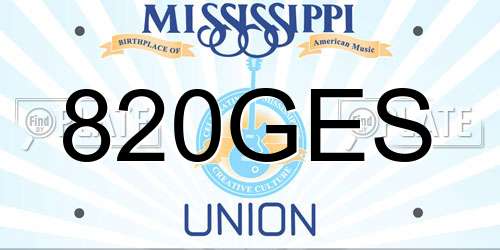 820GES Mississippi License Plate