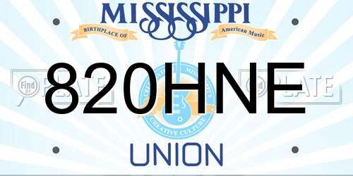 820HNE Mississippi License Plate