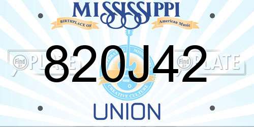 820J42 Mississippi License Plate