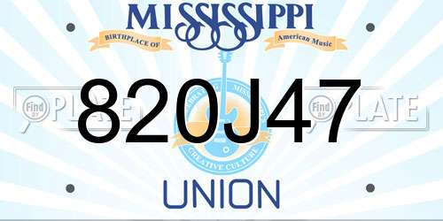 820J47 Mississippi License Plate