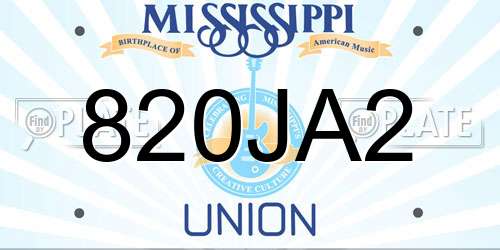 820JA2 Mississippi License Plate