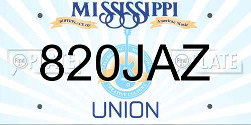 820JAZ Mississippi License Plate
