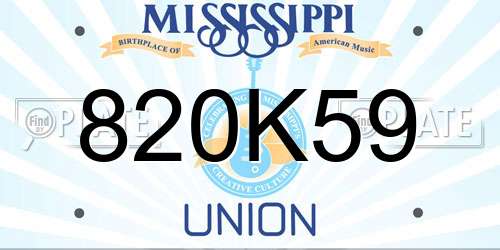 820K59 Mississippi License Plate