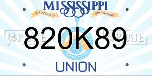 820K89 Mississippi License Plate