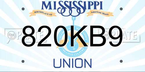 820KB9 Mississippi License Plate