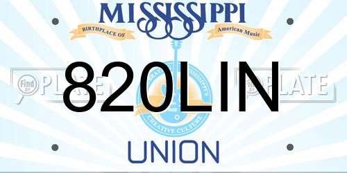 820LIN Mississippi License Plate
