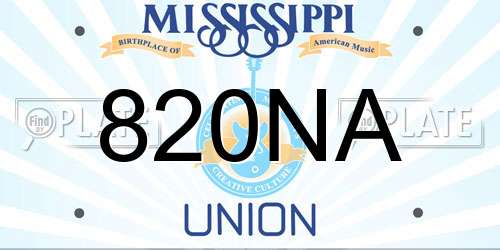 820NA Mississippi License Plate