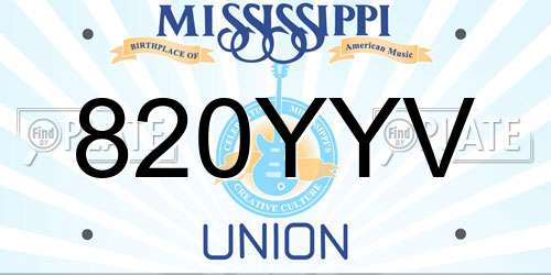 820YYV Mississippi License Plate
