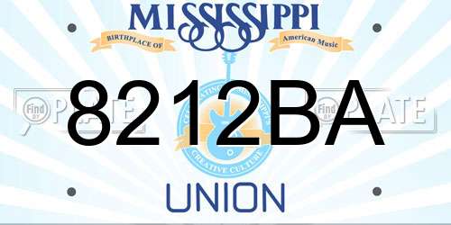 8212BA Mississippi License Plate