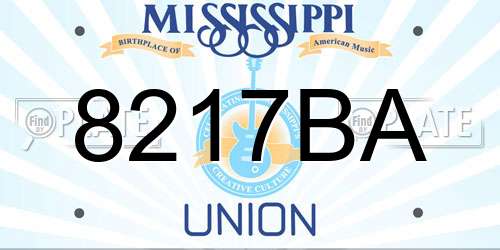 8217BA Mississippi License Plate