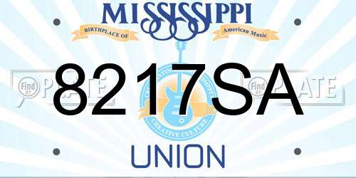 8217SA Mississippi License Plate