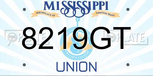 8219GT Mississippi License Plate