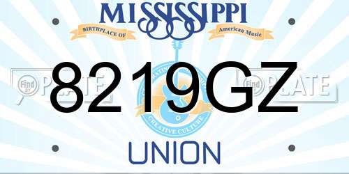 8219GZ Mississippi License Plate