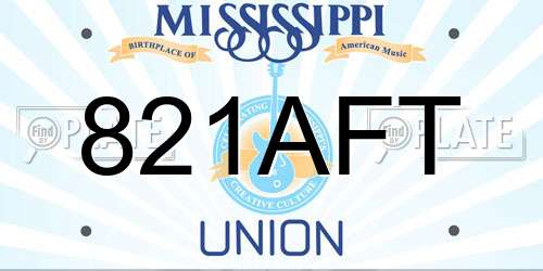 821AFT Mississippi License Plate