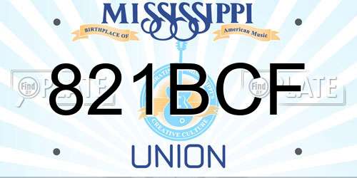 821BCF Mississippi License Plate