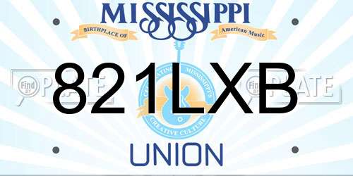 821LXB Mississippi License Plate