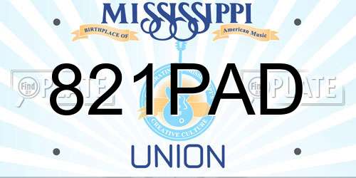 821PAD Mississippi License Plate
