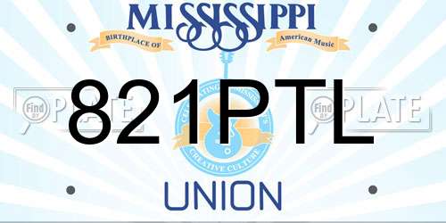 821PTL Mississippi License Plate