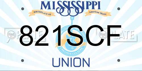 821SCF Mississippi License Plate