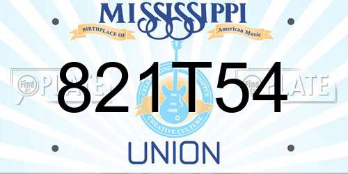 821T54 Mississippi License Plate